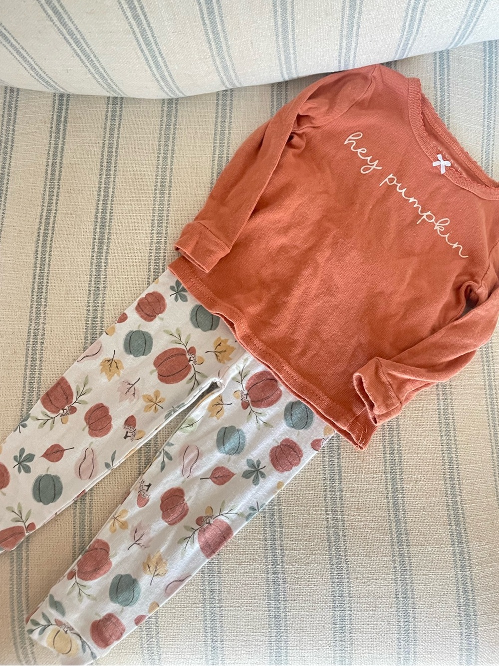 Chickpea Hey Pumpkin Fall Pajama Top & Pant Set PJs Terracotta 12M